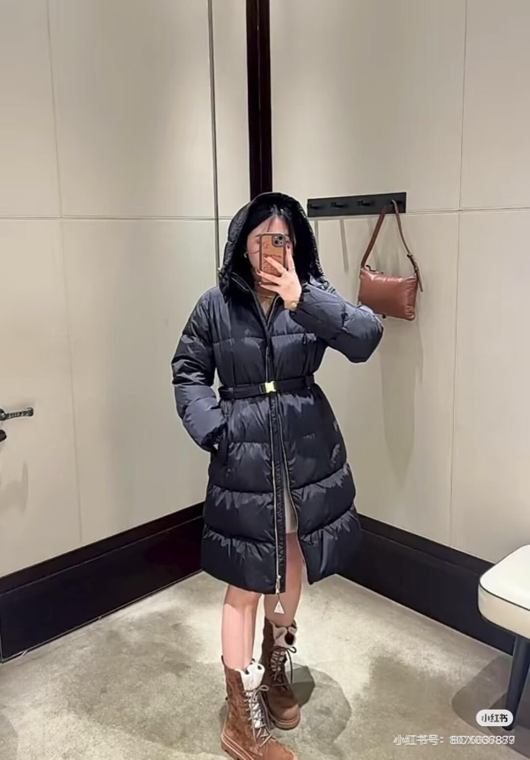 Moncler belted quilted Long women's down coat- Black - Image 12