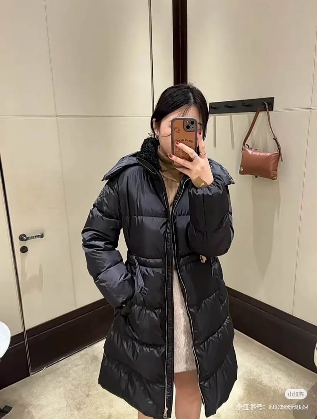 Moncler belted quilted Long women's down coat- Black - Image 13