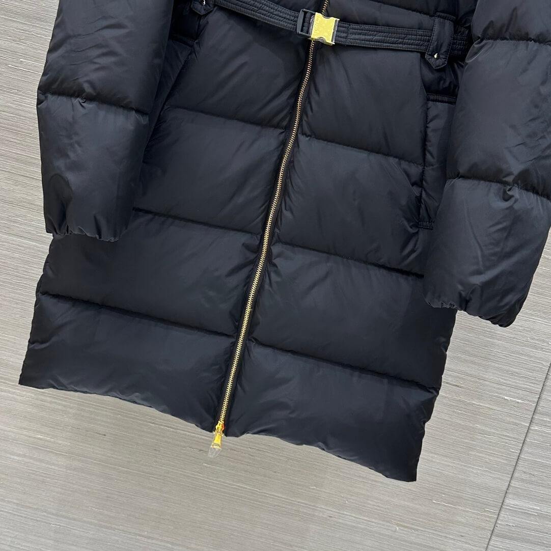 Moncler belted quilted Long women's down coat- Black - Image 5
