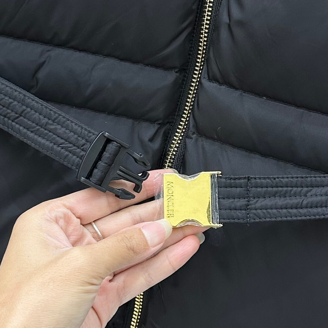 Moncler belted quilted Long women's down coat- Black - Image 7