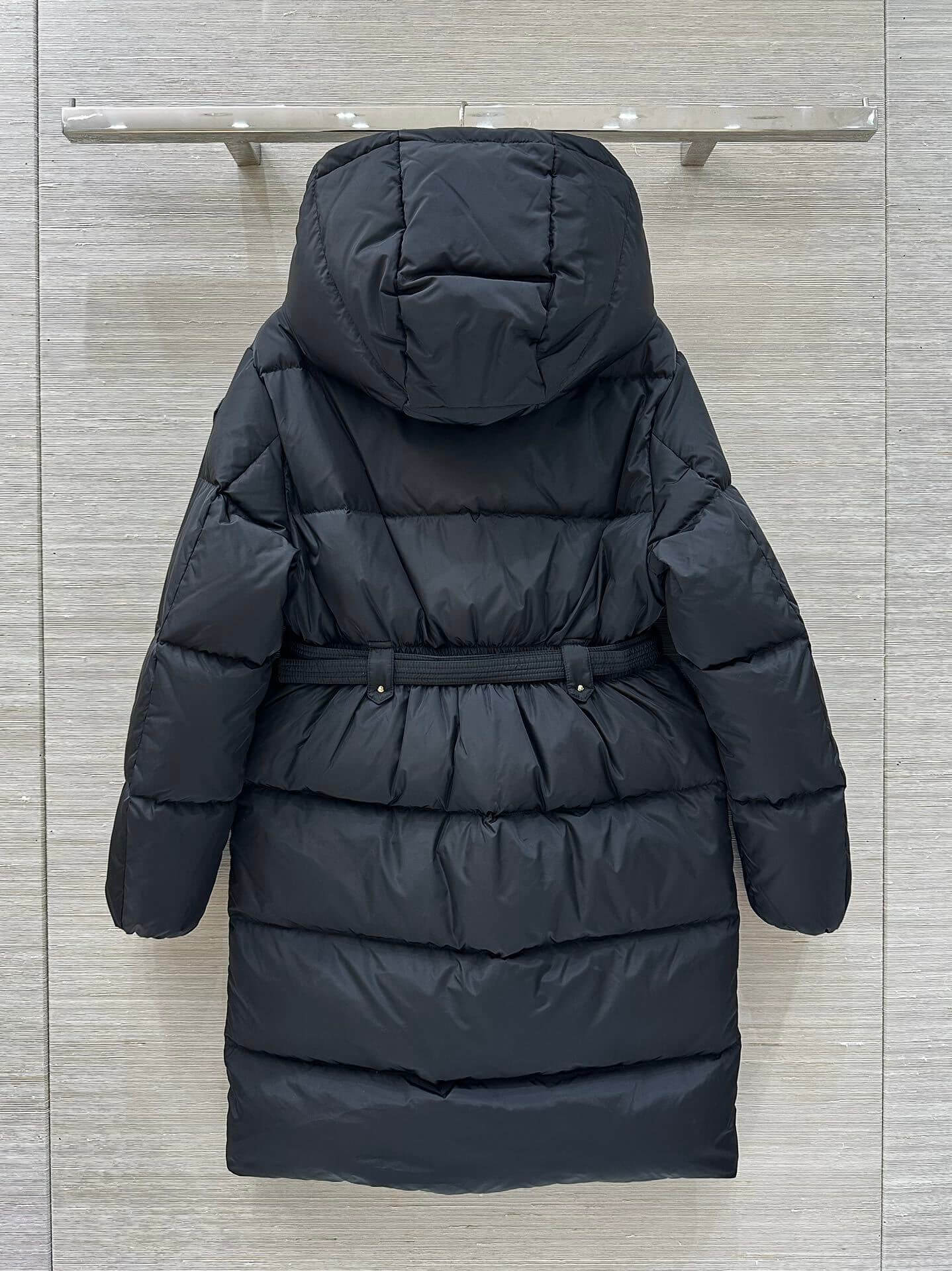 Moncler belted quilted Long women's down coat- Black - Image 8