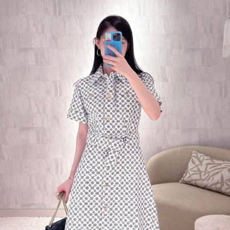 Louis Vuitton Monogram Shirt Dress – White & Black