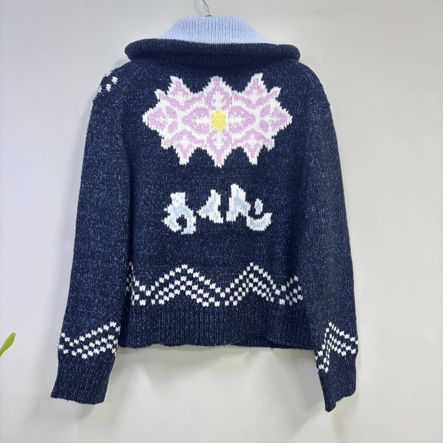 Louis Vuitton–Style x Nigo Zippered Knitted Blouson with Embroidered Lobster Motifs – Deep Navy - Image 4