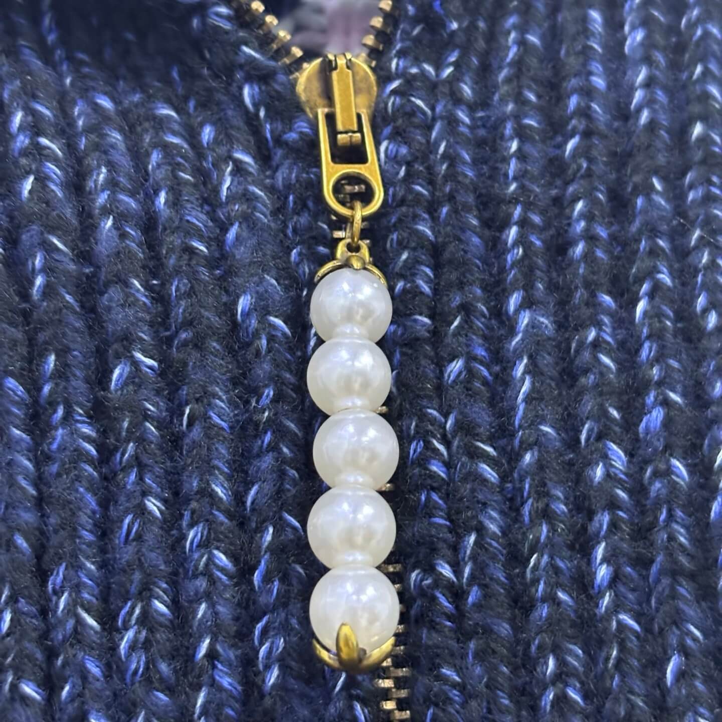 Louis Vuitton–Style x Nigo Zippered Knitted Blouson with Embroidered Lobster Motifs – Deep Navy - Image 7