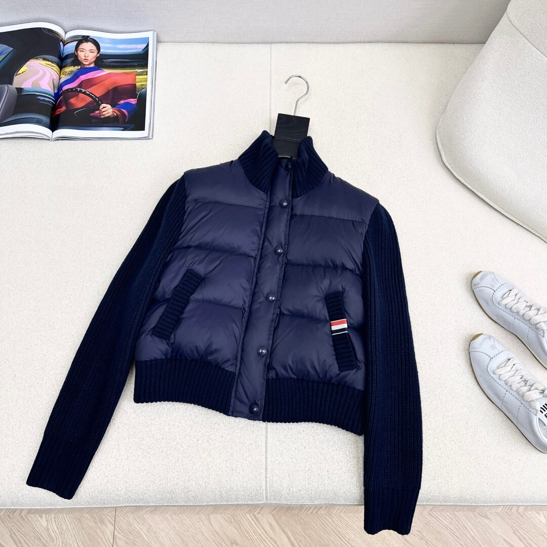 Thom Browne Short Padding Women Jacket- Navy Blue