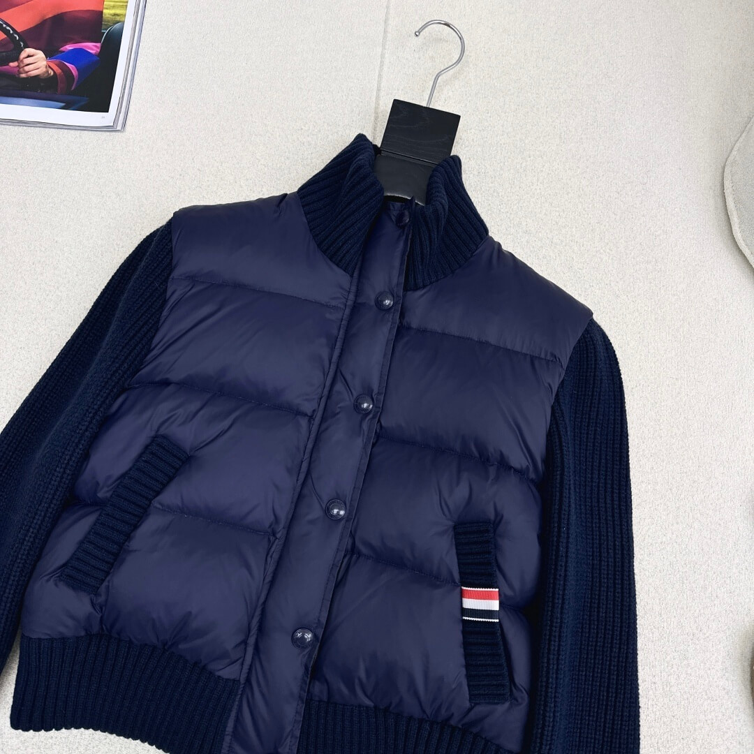 Thom Browne Short Padding Women Jacket- Navy Blue - Image 3
