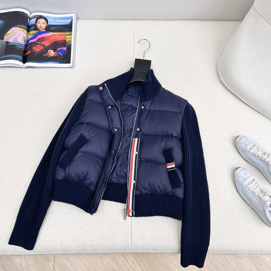 Thom Browne Short Padding Women Jacket- Navy Blue - Image 7