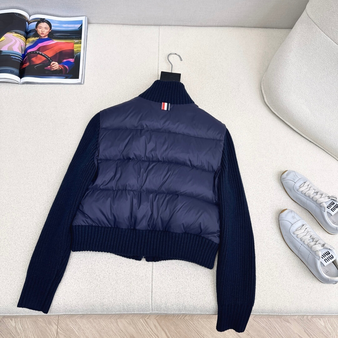 Thom Browne Short Padding Women Jacket- Navy Blue - Image 8
