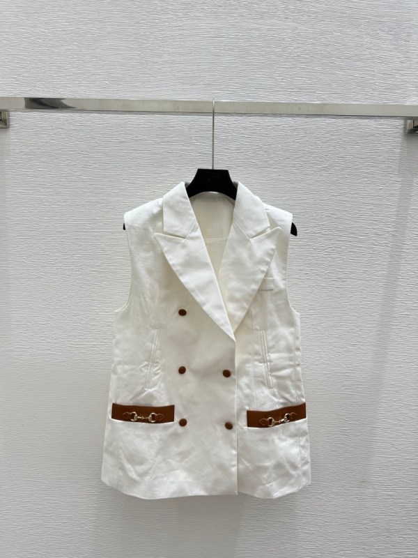 Gucci Horsebit White Double-Breasted Blazer Vest