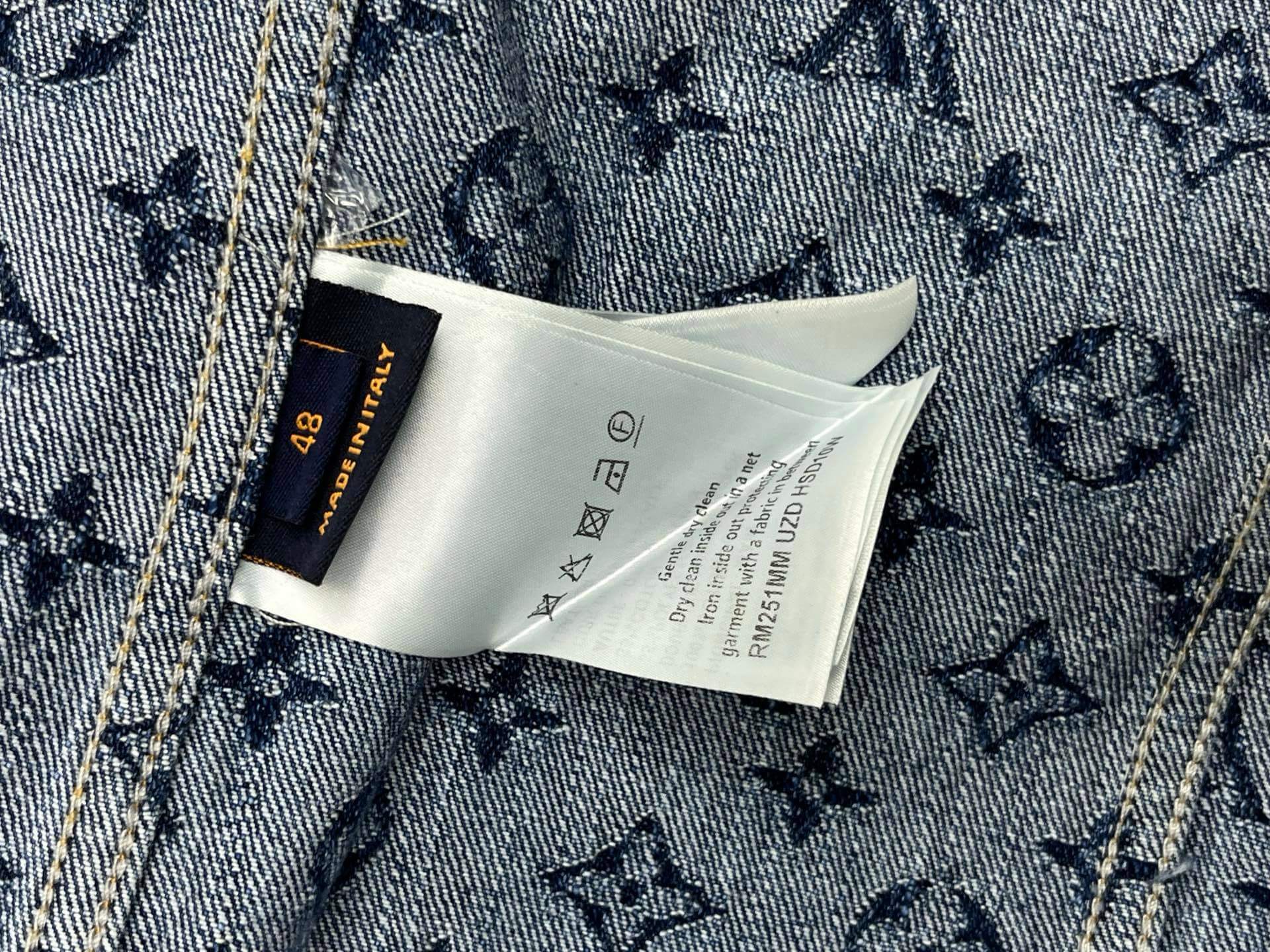 Louis Vuitton–Style Monogram Denim Trucker Jacket – Blue - Image 5