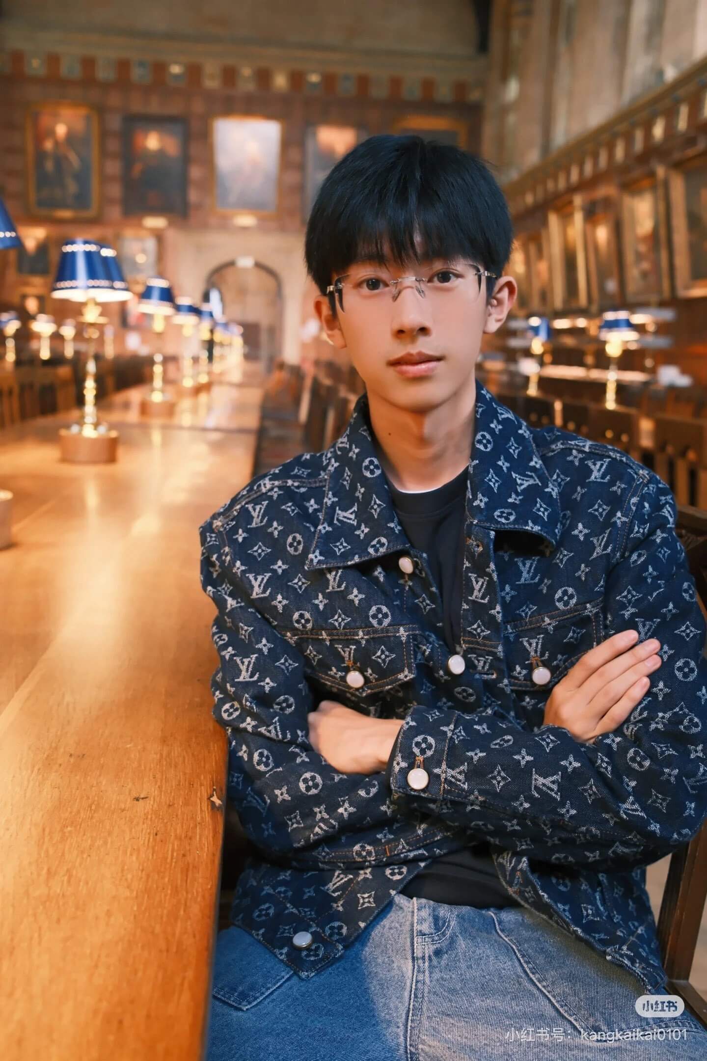Louis Vuitton–Style Monogram Denim Trucker Jacket – Blue - Image 9