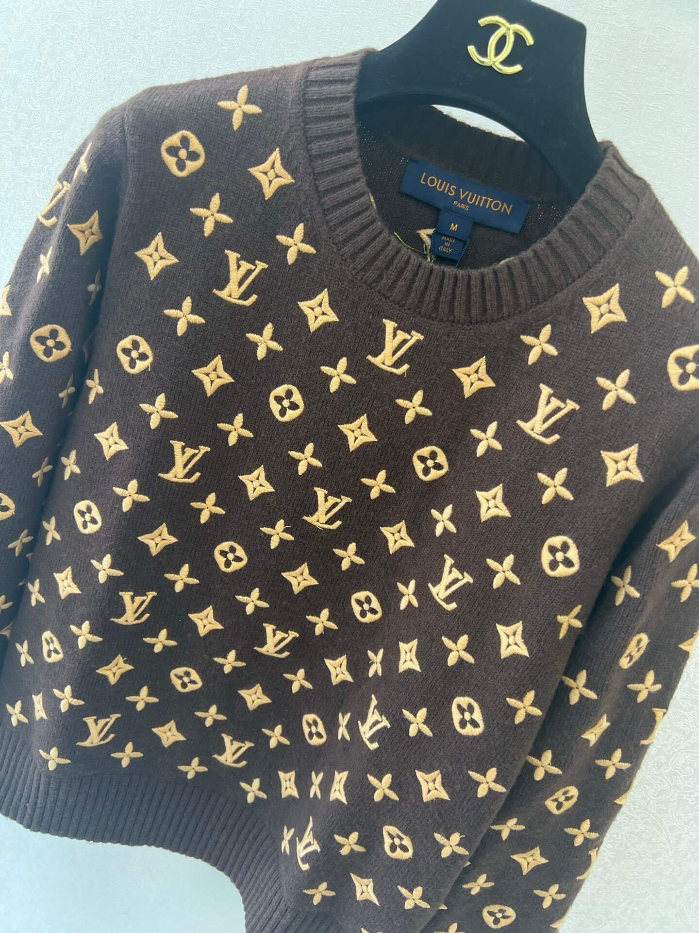 Louis Vuitton Embroidered Monogram Crewneck Sweater – Brown - Image 4