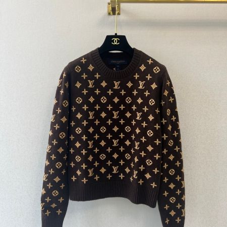 Louis Vuitton Embroidered Monogram Crewneck Sweater – Brown