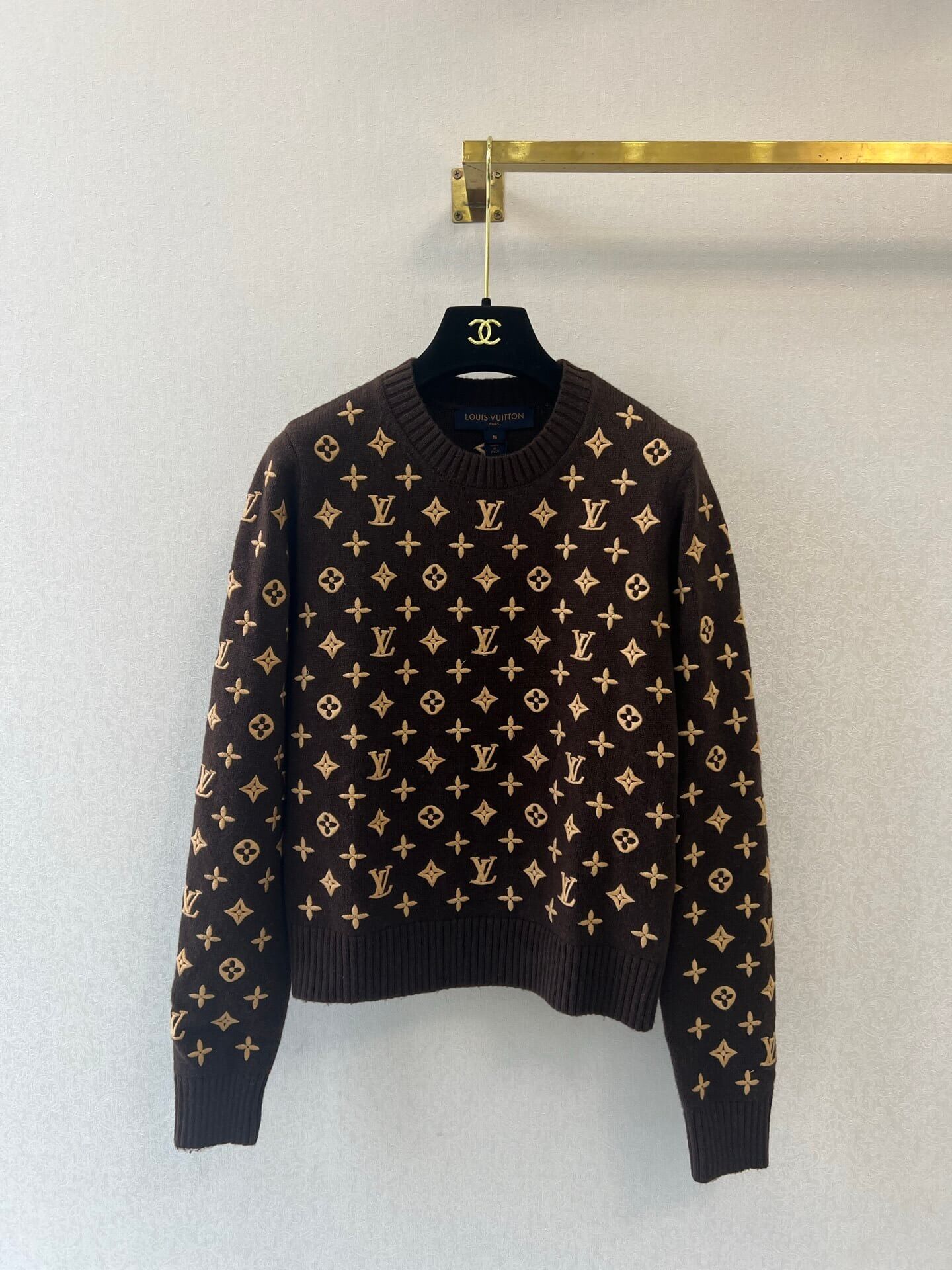 Louis Vuitton Embroidered Monogram Crewneck Sweater – Brown