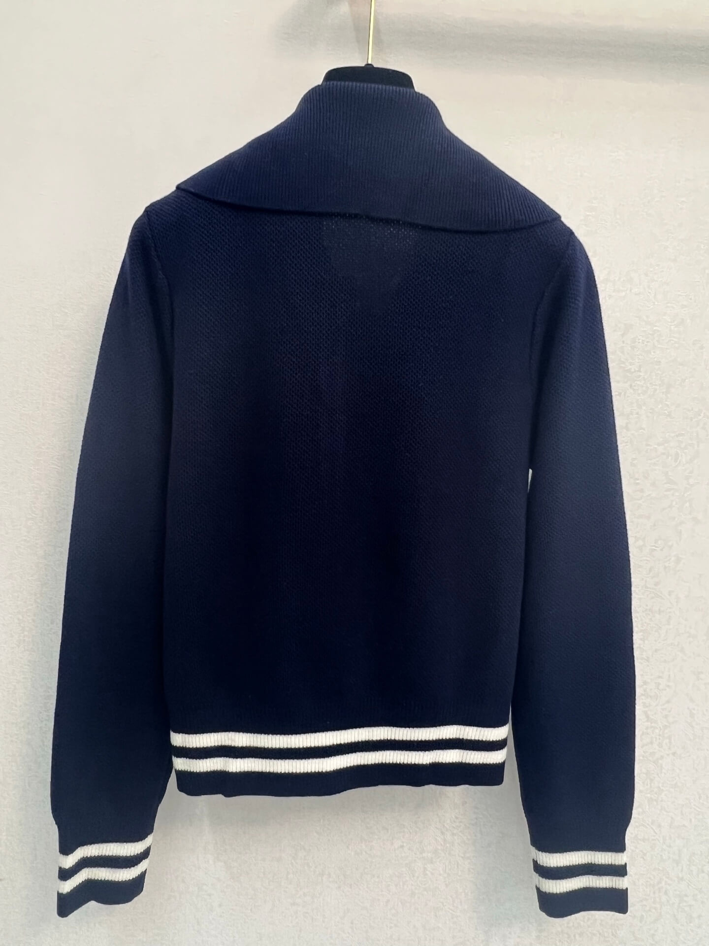 Gucci Interlocking G Double Zipper Cardigan – White / Navy - Image 3