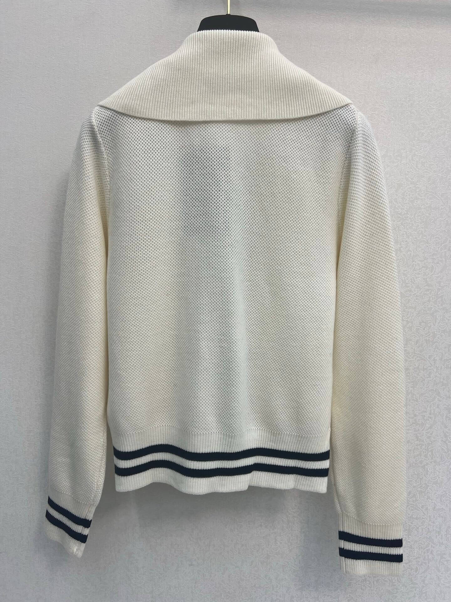 Gucci Interlocking G Double Zipper Cardigan – White / Navy - Image 6