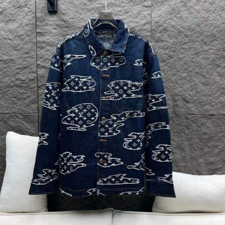 Louis Vuitton–Style Monogram Denim Workwear Blouson – Dark Indigo