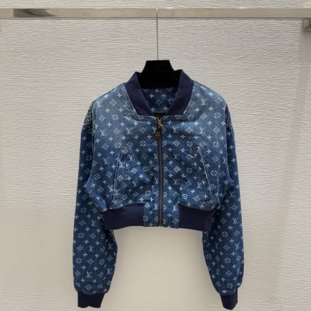 Louis Vuitton Cropped Monogram Denim Bomber Jacket – Blue