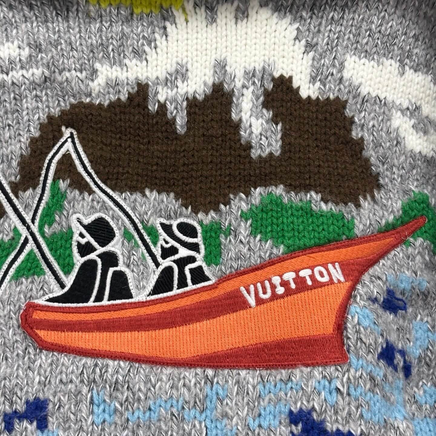 Louis Vuitton–Style x Nigo Zippered Knitted Jacket – Light Gray - Image 10