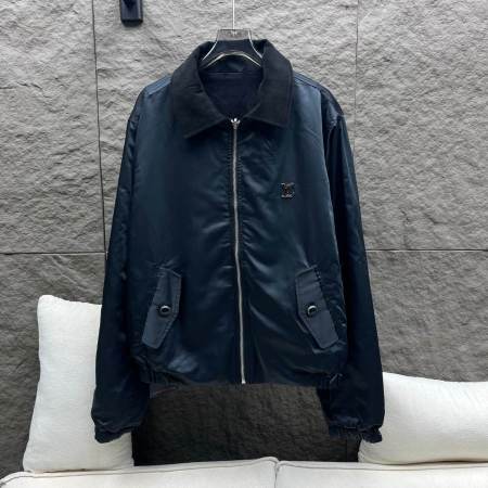 Louis Vuitton–Style Monogram Chic Reversible Satin Blouson with Damier Leather Collar – Black