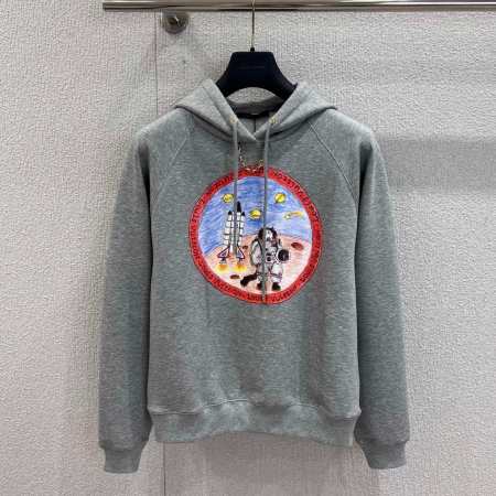 Louis Vuitton–Style Astronaut Patch Hoodie – Grey