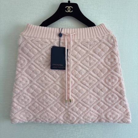 Louis Vuitton–Style Monogram Toweling Mini Skirt – Pink