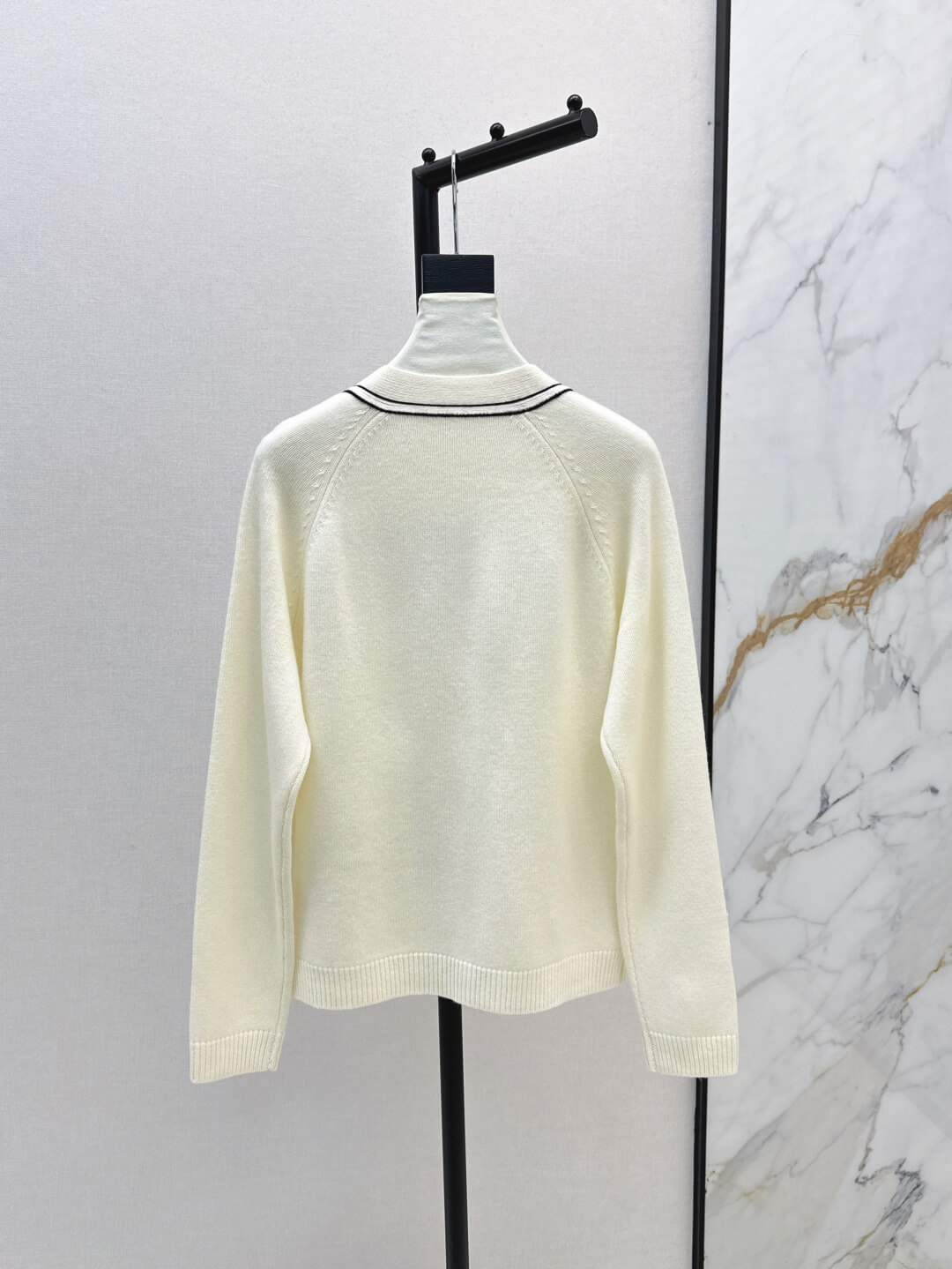 Louis Vuitton V-Neck Cardigan with LV Pockets – Ivory - Image 8