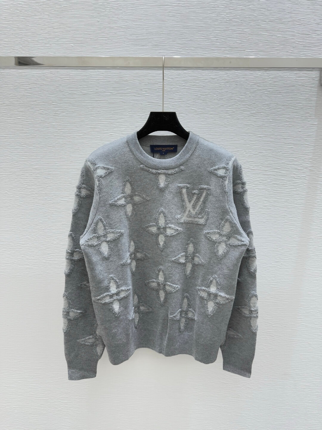 Louis Vuitton Monogram Intarsia Sweater – White, Grey, Red - Image 6