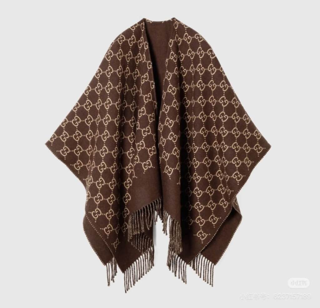 Gucci GG Jacquard Cape Shawl – Brown