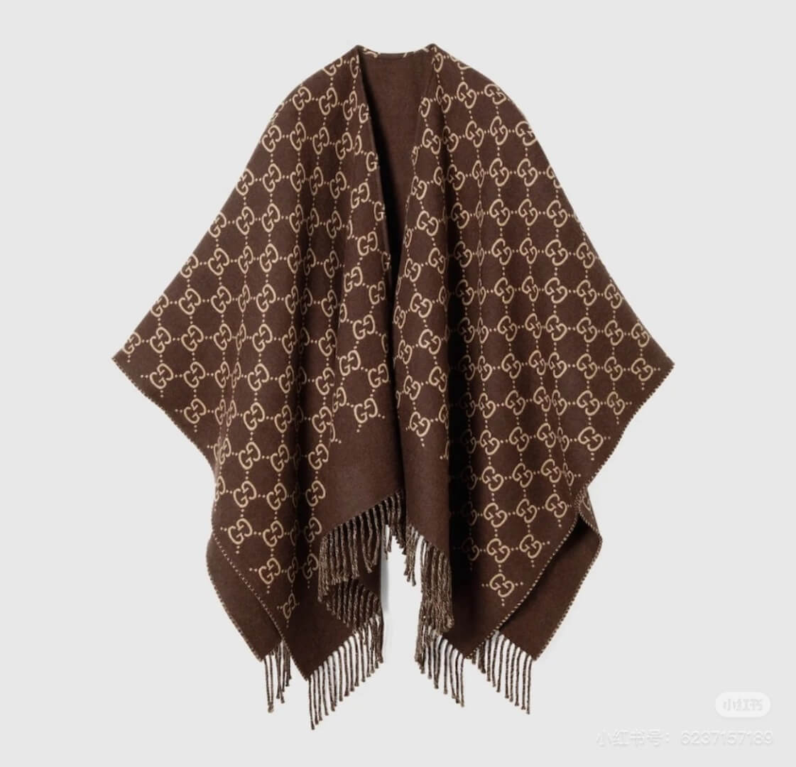 Gucci GG Jacquard Cape Shawl – Brown