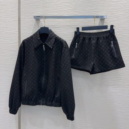 Louis Vuitton Monogram Zip-Up Jacket and Shorts Set – Black