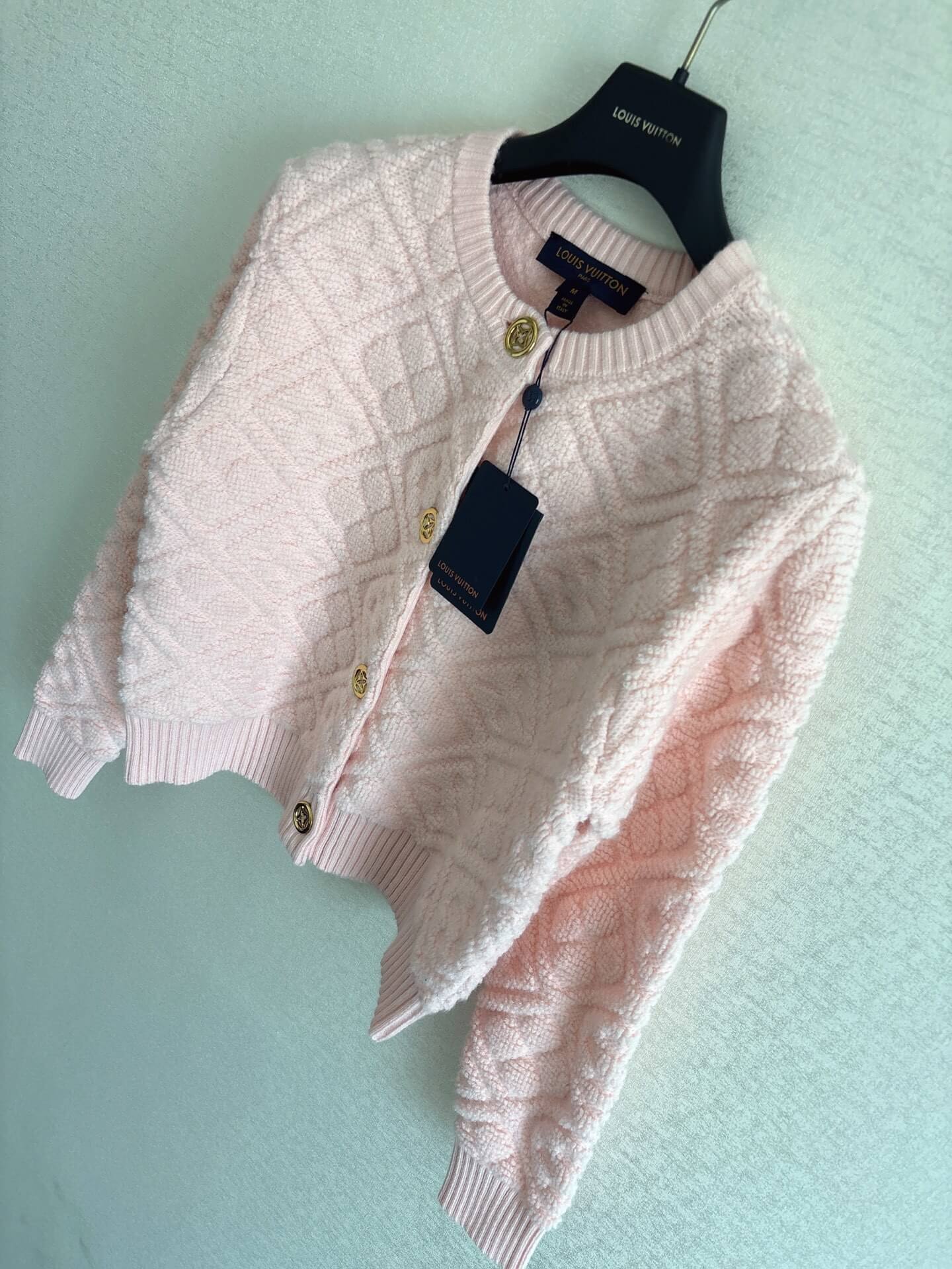 Louis Vuitton–Style Monogram Toweling Cardigan – Pink - Image 2