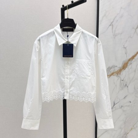Louis Vuitton Poplin Shirt with Lace Detail – White