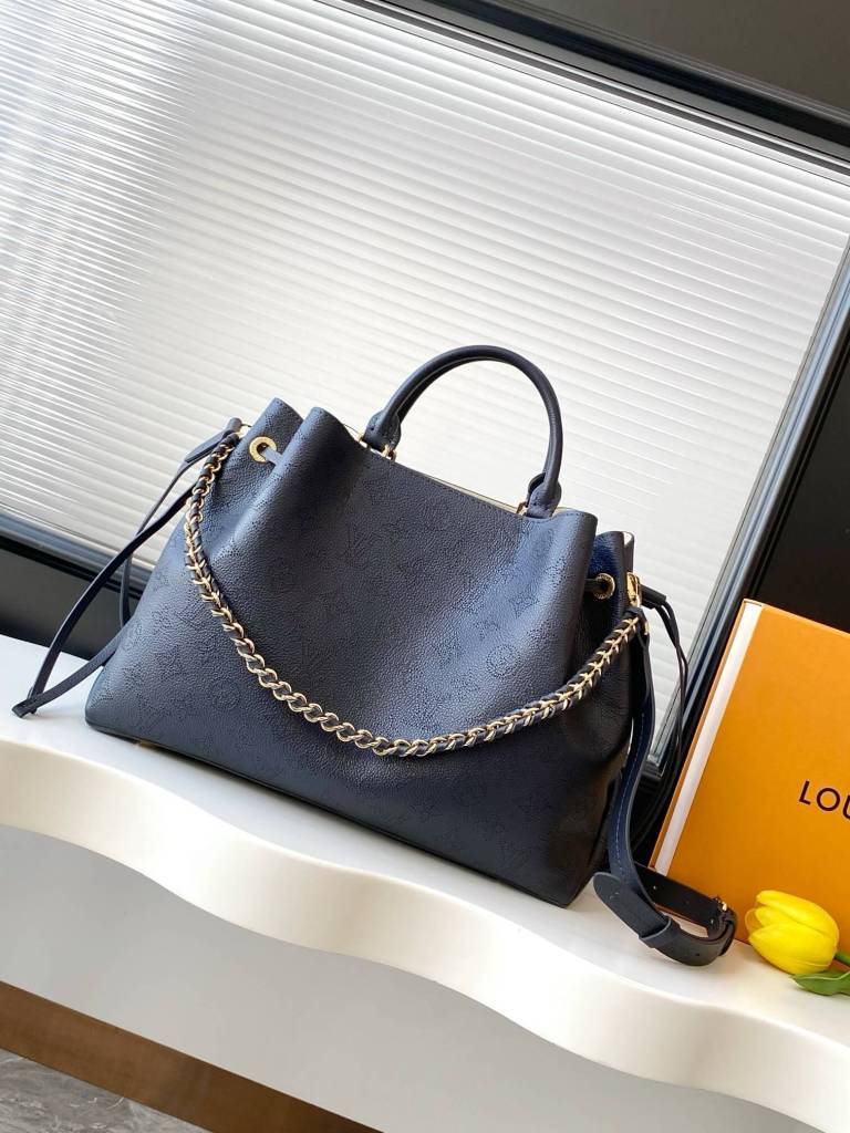 Louis Vuitton Bella Tote Bag in Navy Mahina Perforated Calfskin