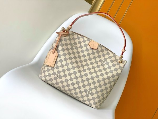 Louis Vuitton Graceful PM Shoulder Bag in Damier Azur Canvas
