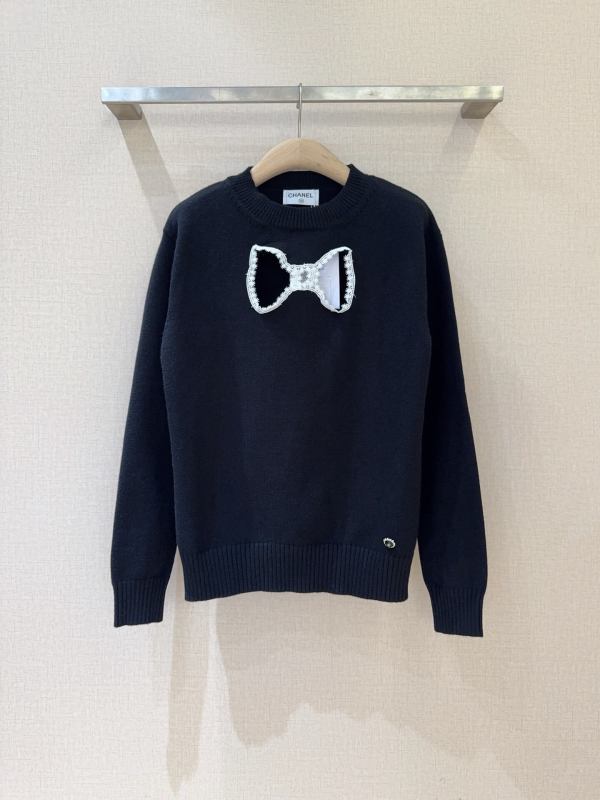Chanel Black Bow-Detailed Knit Sweater