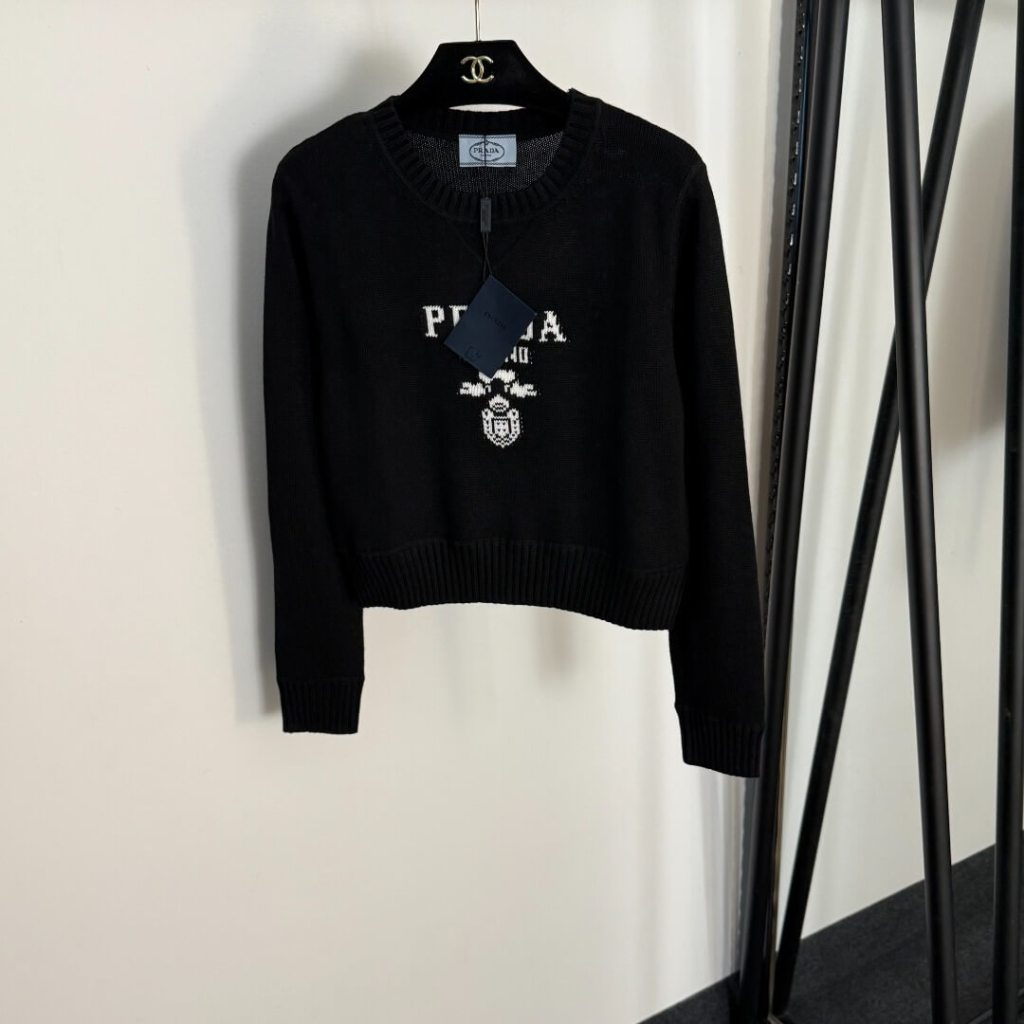 Prada Black Milano Knit Crewneck Sweater