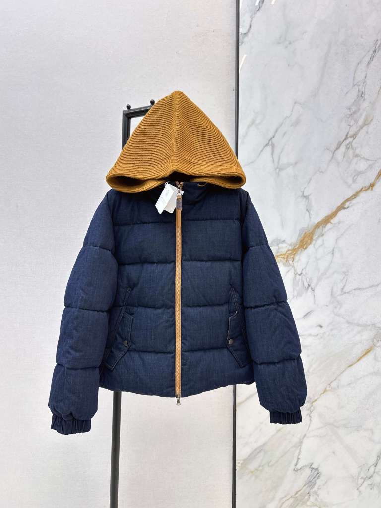 Brunello Cucinelli Suede Bomber Jacket- Navy Blue