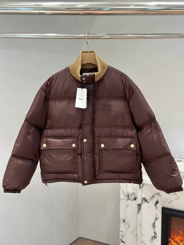 Celine Triomphe Women's Down Jacket- Brown