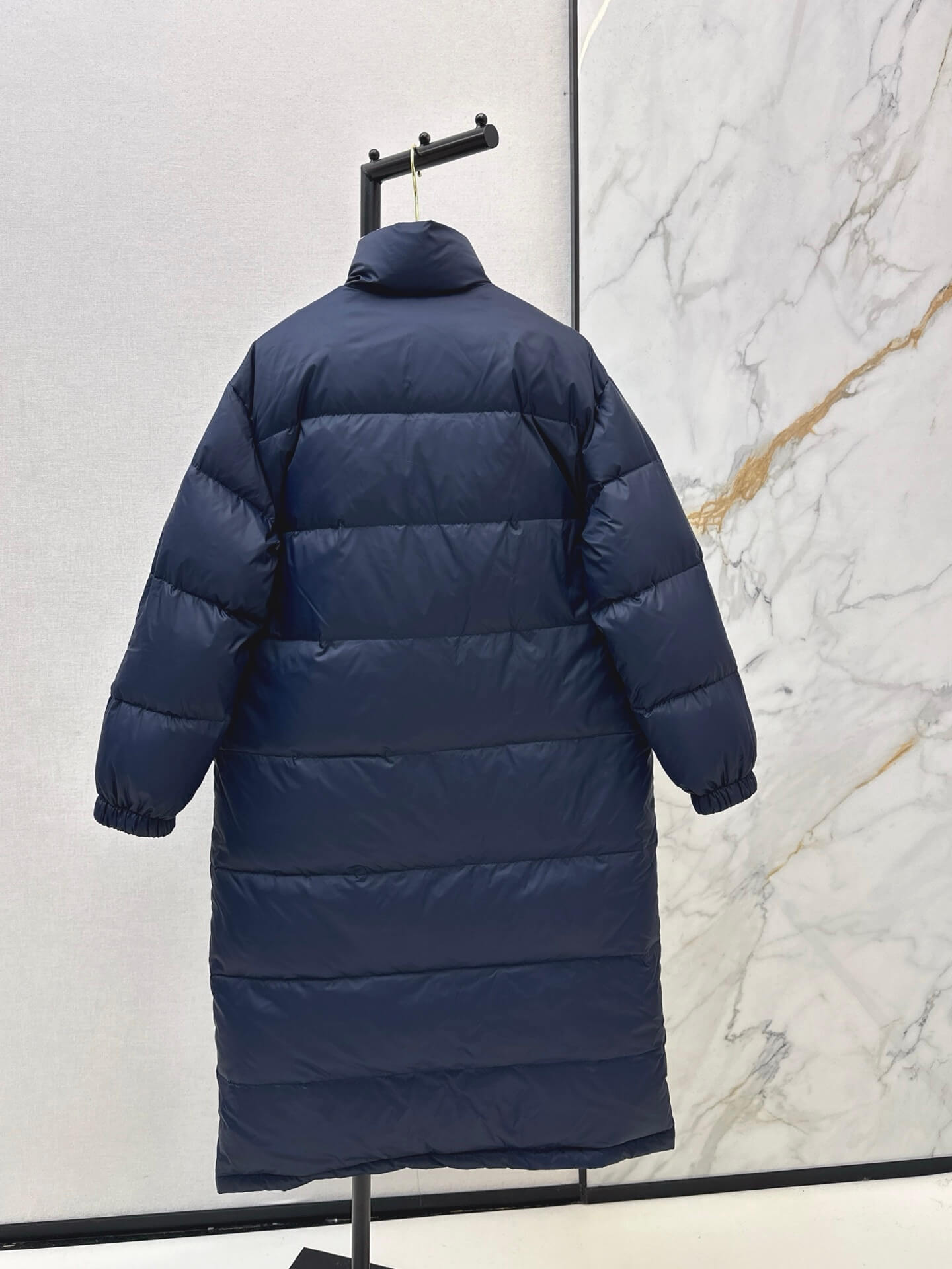 Chanel Long Puffer Women's Down Jacket- Navy Blue - Image 10