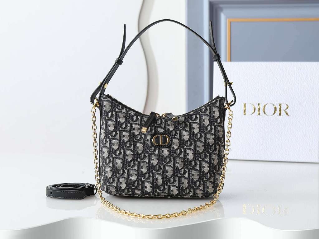 Dior 30 Montaigne Diorling Mini Bag in Blue Dior Oblique Jacquard