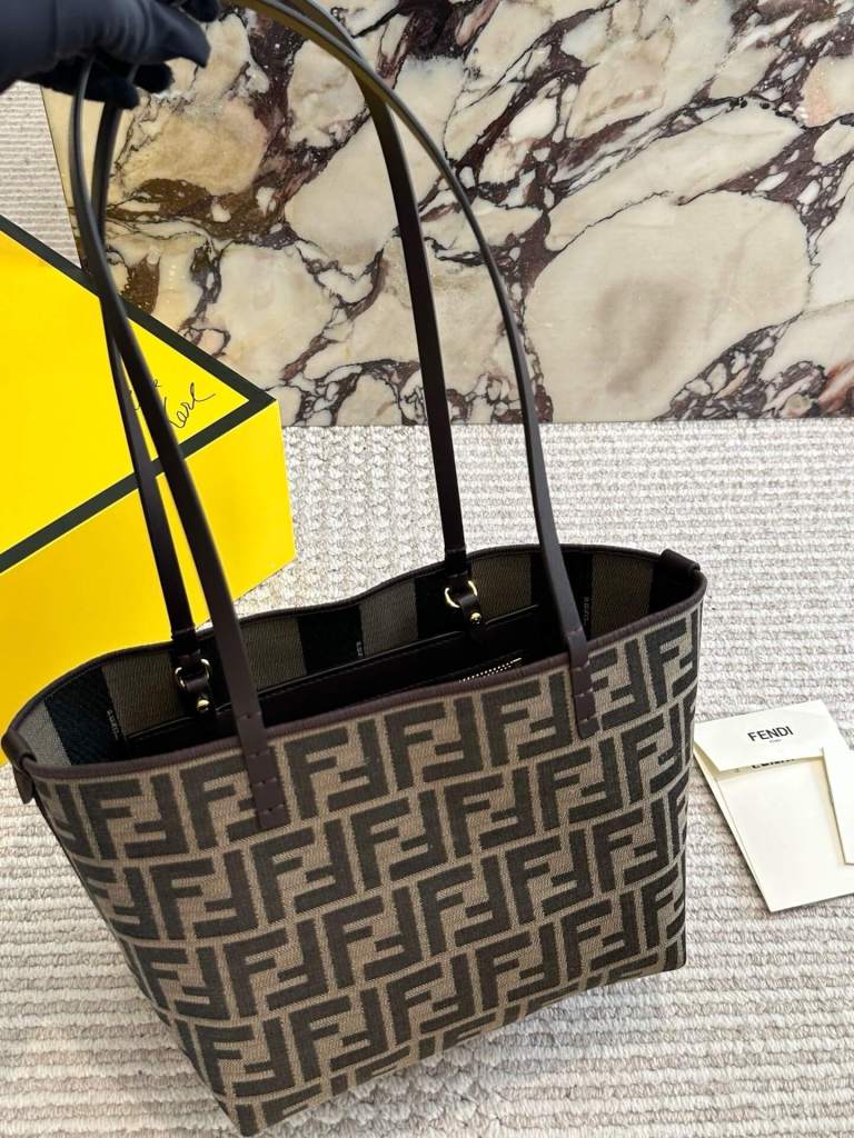 Fendi Roll Tote Bag in Brown FF Canvas