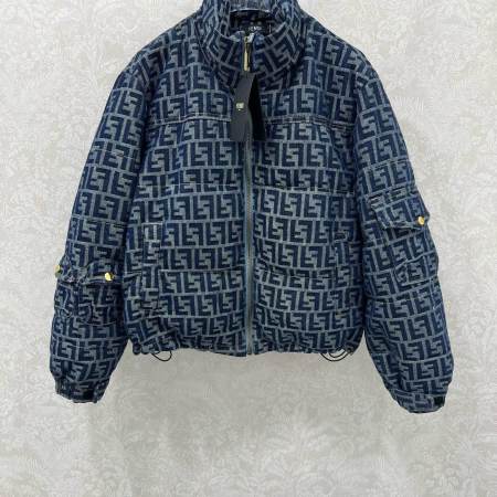 Fendi FF puffer Women's down jacket- Blue