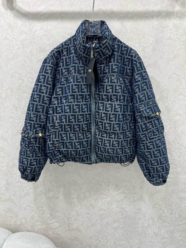 Fendi FF puffer Women's down jacket- Blue