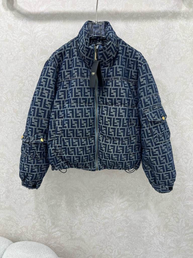 Fendi FF puffer Women's down jacket- Blue