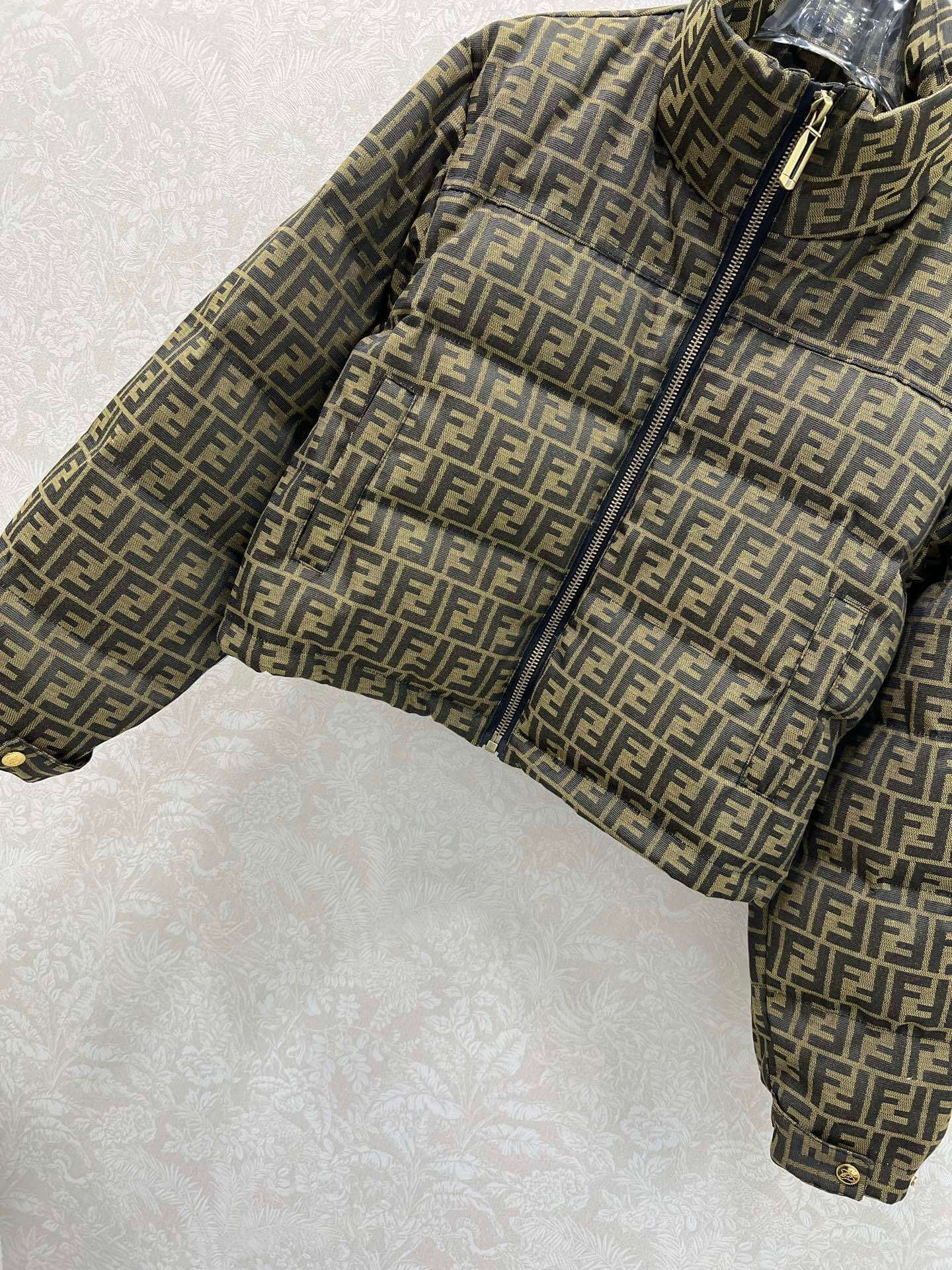 Fendi FF puffer Women's down jacket- Brown - Image 4