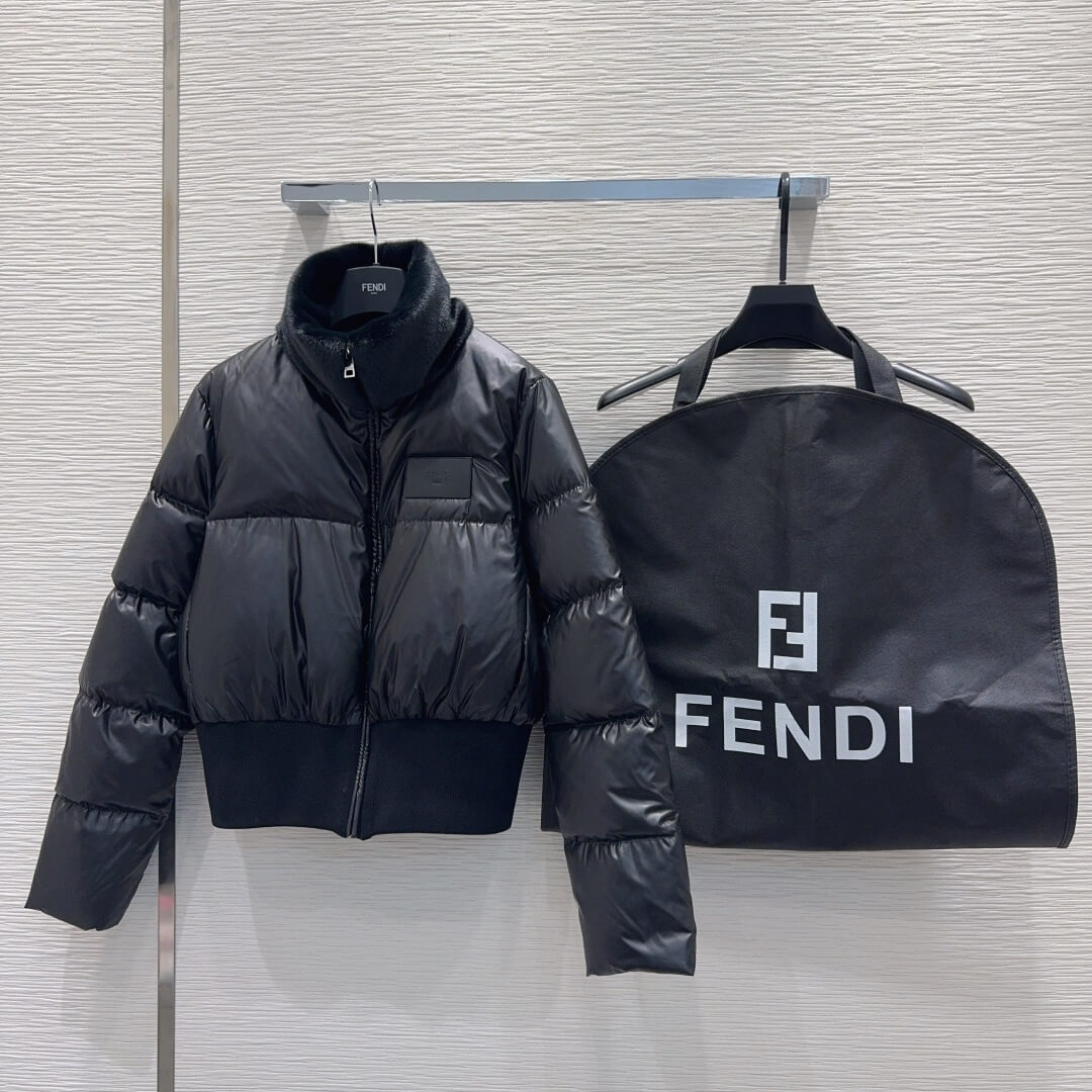 Fendi Heritage Short Women's Down Jacket- Black - Image 3