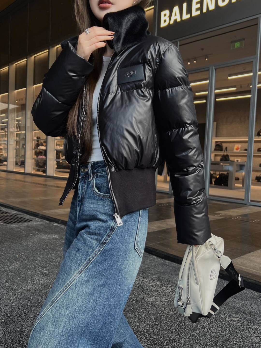 Fendi Heritage Short Women's Down Jacket- Black - Image 9