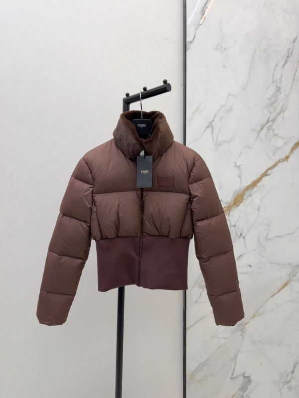 Fendi Heritage Short Women's Down Jacket- Brown