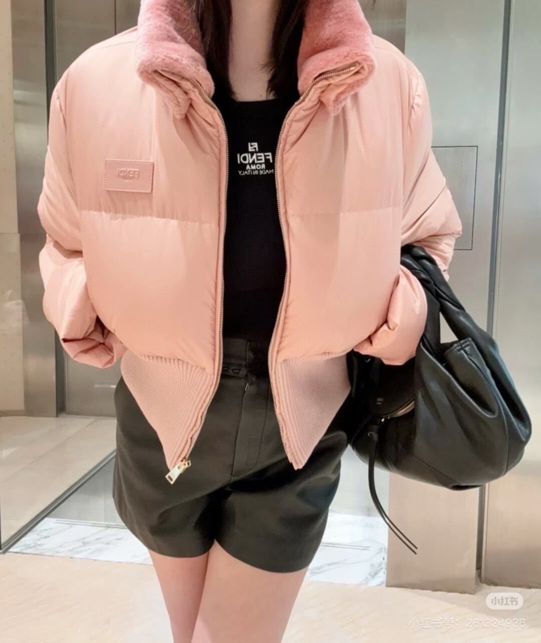 Fendi Heritage Short Women's Down Jacket- Pink - Image 5